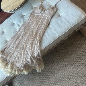 Sue Wong Y2k Beaded Crochet Slip Dress